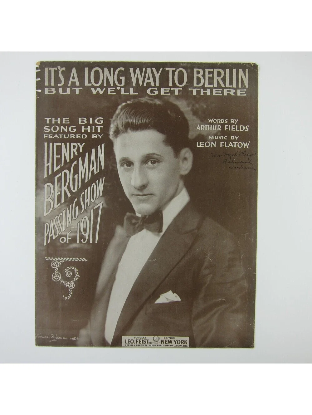 Sheet Music It's A Long Way To Berlin But We'll Get There WWI War Antique 1917